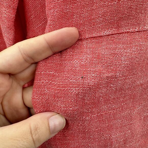 J. Jill Love Linen Peplum Blouse Top Sz M Pink Relaxed Lagenlook Beachy Casual - Picture 4 of 9